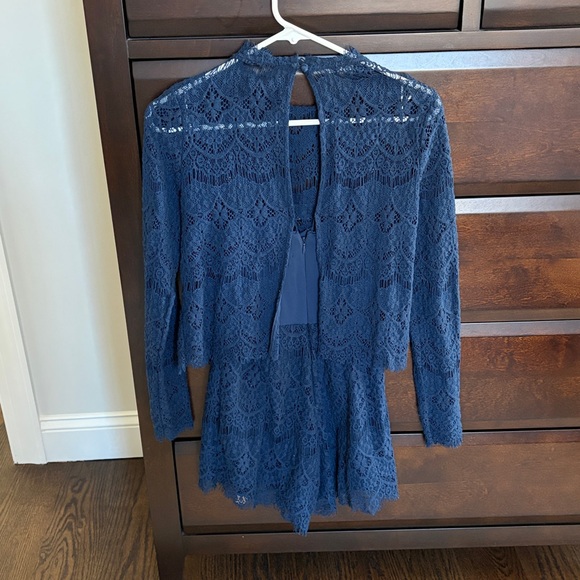 Saylor/Anthropologie Navy Lace Romper - XS - Picture 4 of 5
